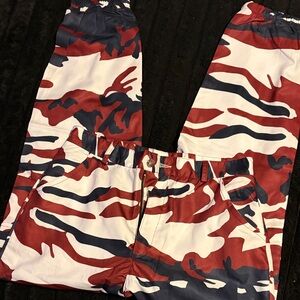 Women's Camouflage Joggers in Red and Black